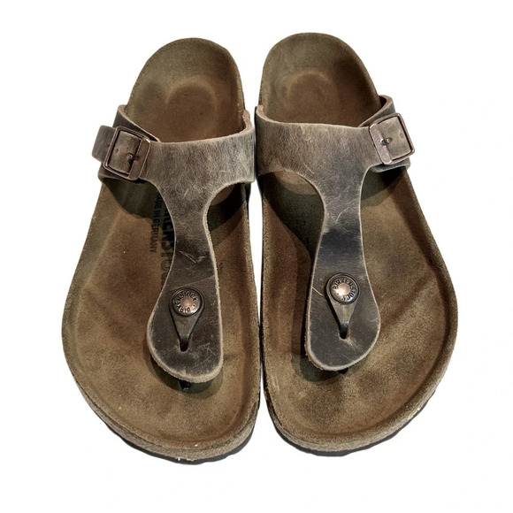 Birkenstock GIZEH NATURAL LEATHER OILED slides sandals 36 5 - Picture 1 of 10